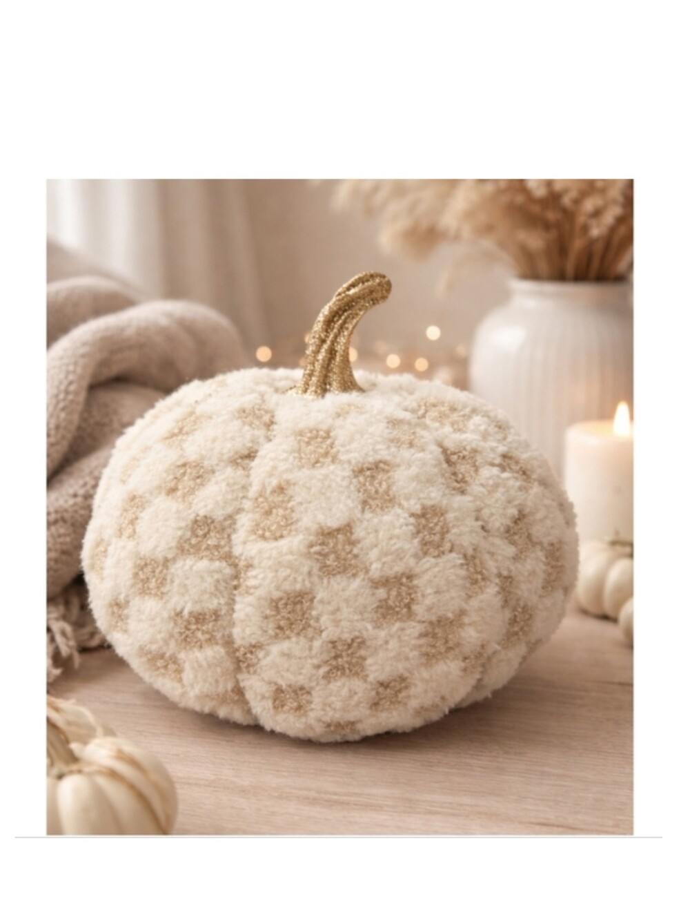 (3) NWT Rachel Zoe Weighted, Plush Checkerboard Pumpkins